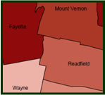 Tree Growth Tax - Total Acres by Town map of Kennebec County