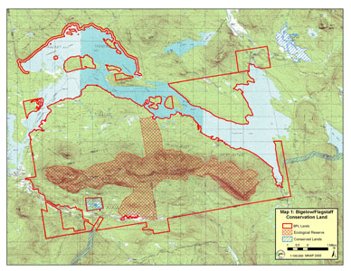 Map showing location of Bigelow Preserve