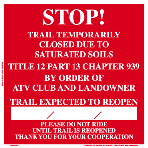 trail closed sign, atvs