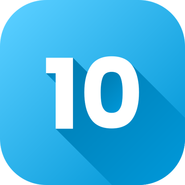 number ten on blue square background