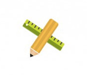 Icon of a cartoon pencil crossed with a ruler