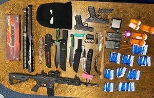 Drugs, weapons, evidence seizure