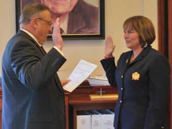 Maine Labor Commissioner Jeanne Paquette is sworn-in by Governor Paul LePage