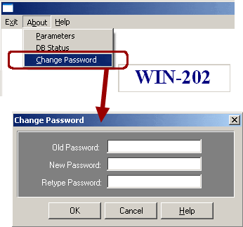 Menu bar about selection change password option