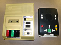 Old cassette player next to new digital player