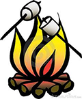 illustration of campfire with marshmallows on sticks