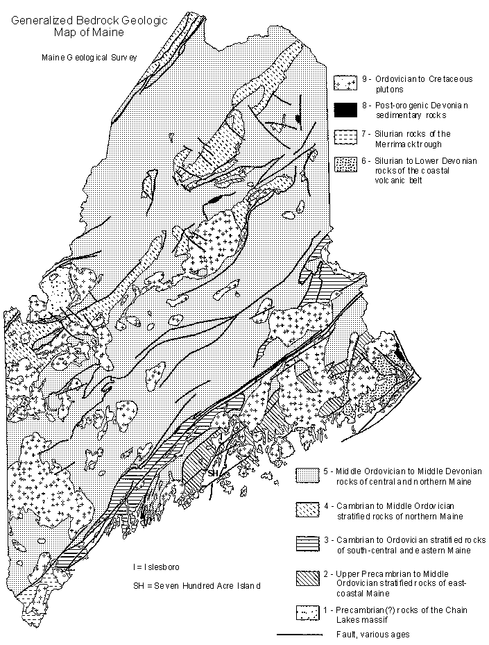 generalized bedrock geologic map of Maine
