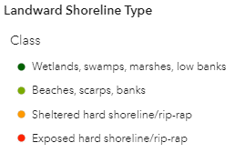 legend landward shoreline type score