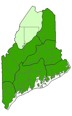 Map showing distribution of birch - oak talus woodland in Maine