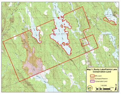 Map showing location of Rocky Lake Ecoreserve