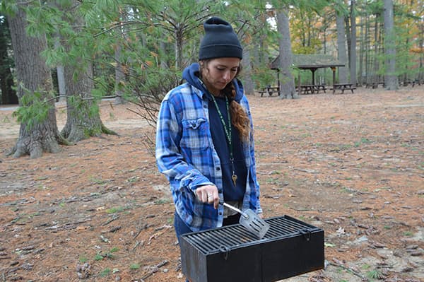 Girl at a grill