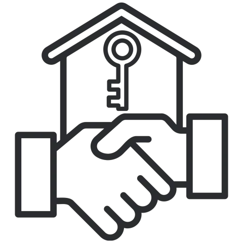 handshake in front of a house with key