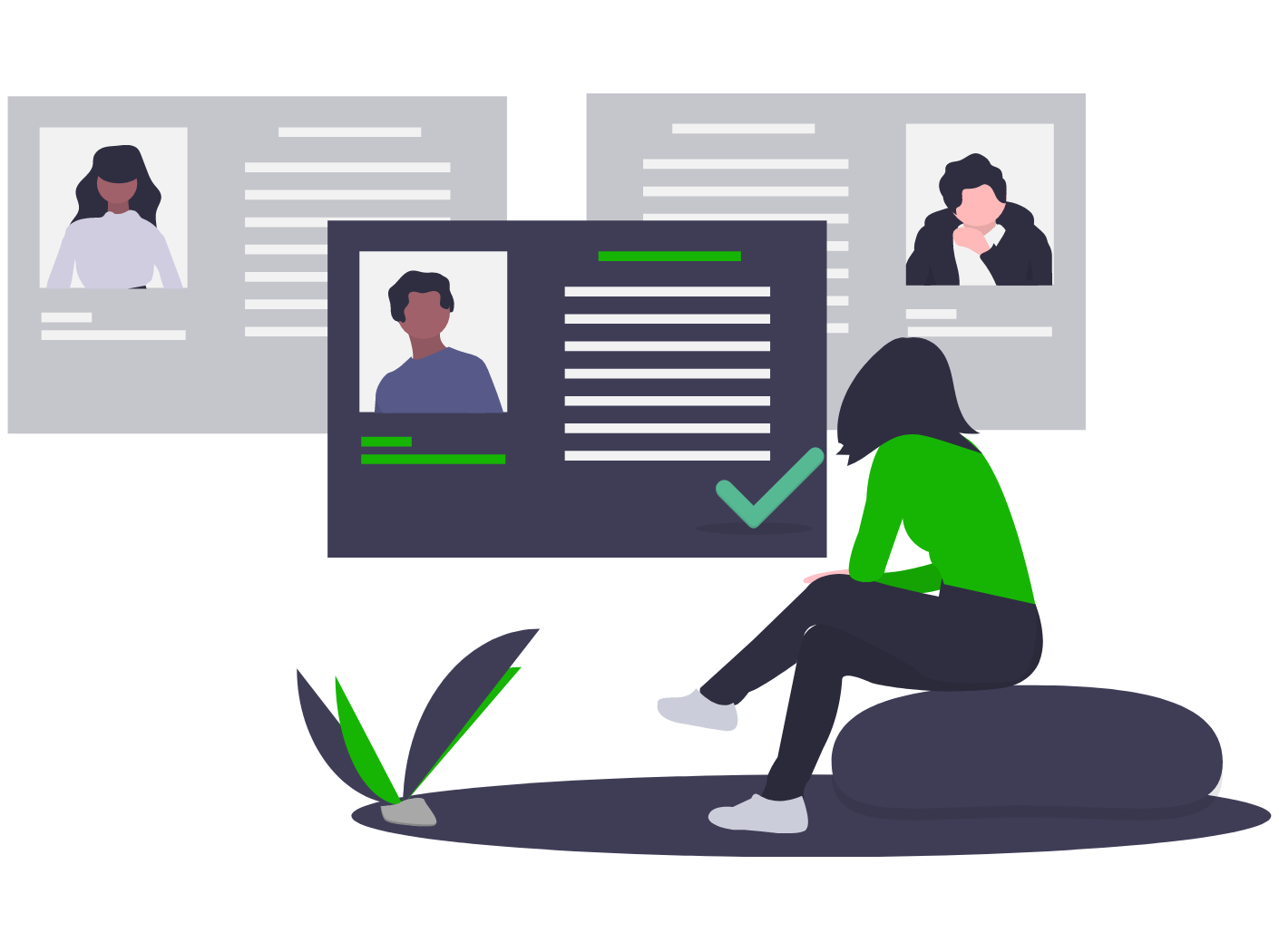 drawing of person viewing applications