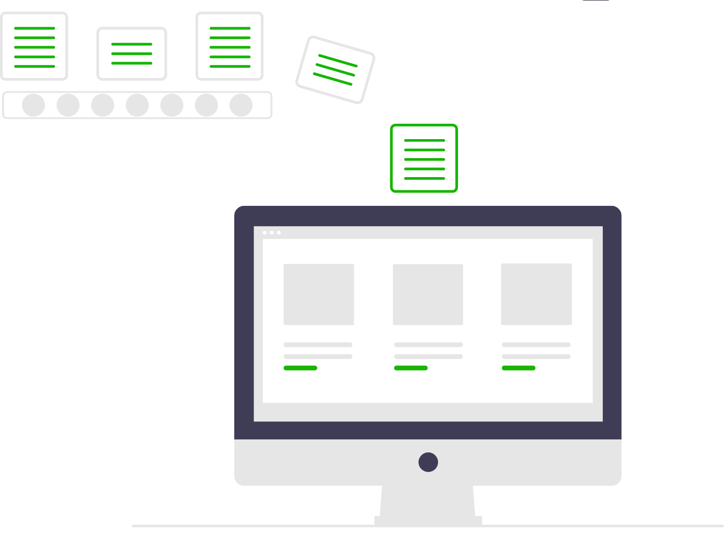 drawing of a computer with files being added
