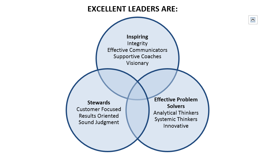 Venn Diagram showing how leadership competencies relate
