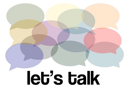 picture of speech bubbles with words Lets Talk under