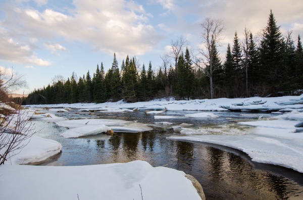 Winter river ice melt