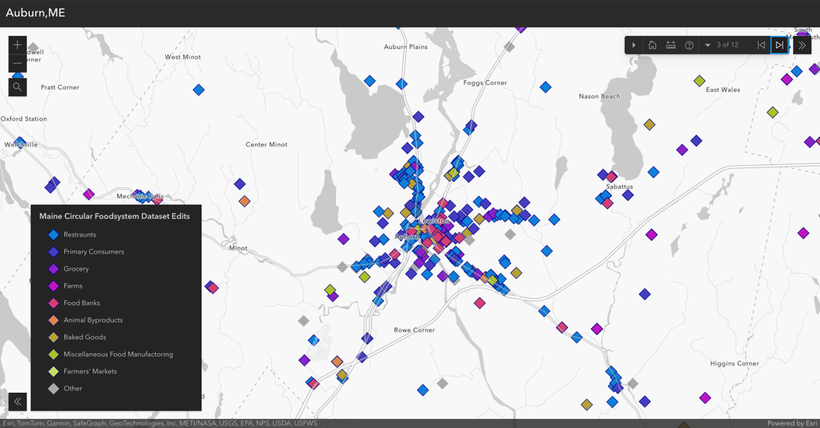 Screengrab of a food data mapping platform created by Courtney Baker