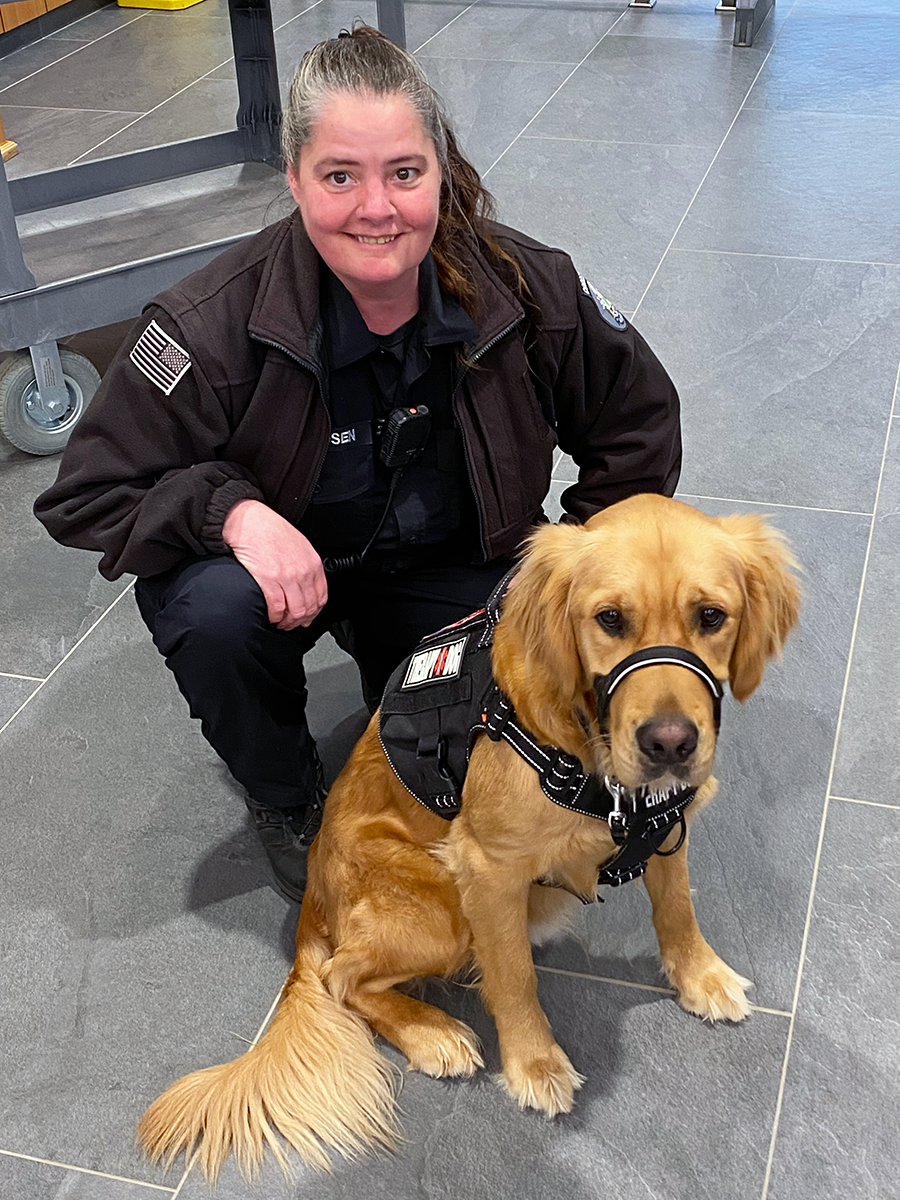 Officer Swendsen and Therapy Dog Baxter