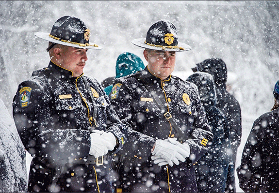 Honor Guard at Wreaths Across America in the Snow