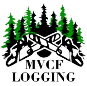Logo of the Mountain View Correctional Facility Logging program with pine trees and chainsaws