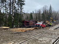 Derailed locomotive, cleanup progress - 05/3/2023