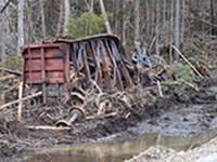 Derailed boxcar, debris, saturated soils - 04/19/2023