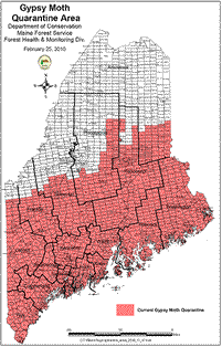 Map of Maine Gypsy Moth Quarantine Area