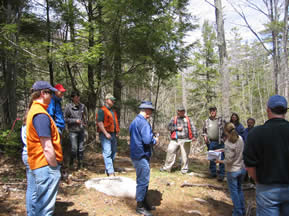 Volunteers for "Take A Stand" learn how to apply survey methods for detection and monitoring of hemlock woolly adelgid
