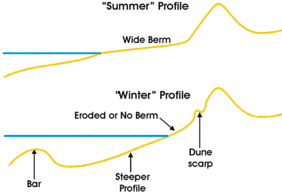 seasonal variation in beach profile shape