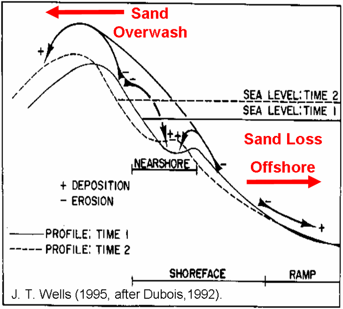 overwash and sand loss as sea level rises