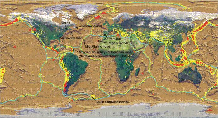 locations of plate activity