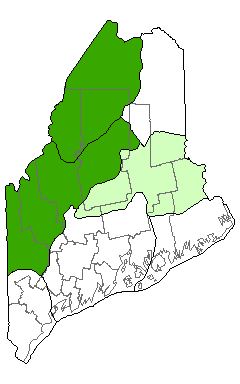Map showing distribution of Cold - Air Talus Slope communities in Maine