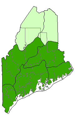 Map showing distribution of Tussock Sedge Meadow communities in Maine