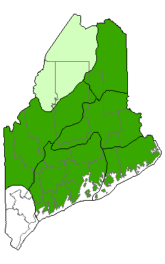 Map showing the distribution of Jack Pine Woodland communities in Maine