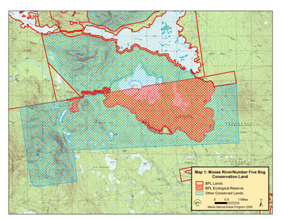 Map showing location of Number 5 Bog