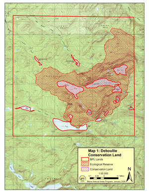 Map showing location of Deboullie Ecoreserve