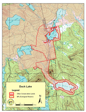 Map showing location of Duck Lake Ecoreserve