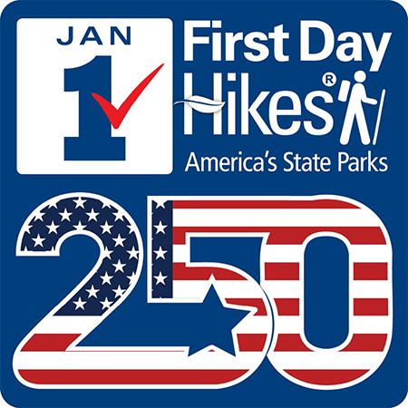 First Day Hikes logo showing 250th