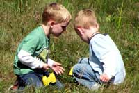 children in grass