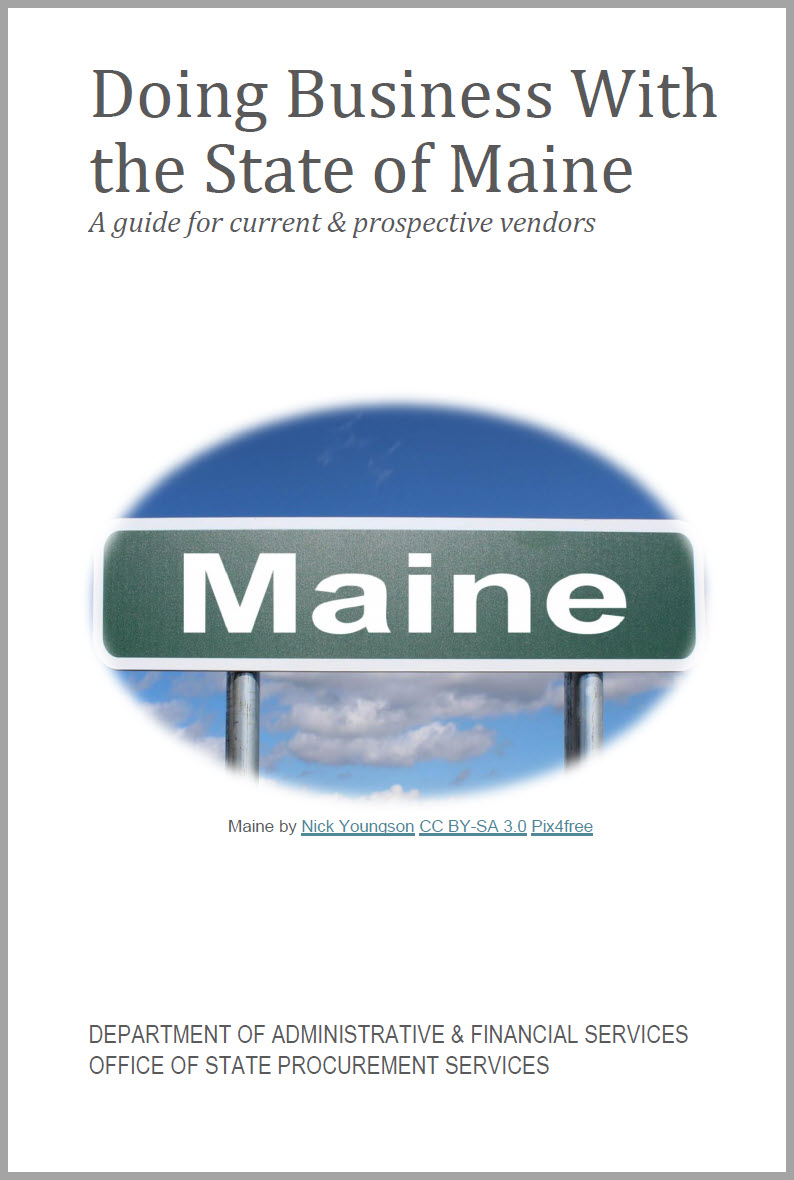 Cover image of booklet Doing Business With the State of Maine