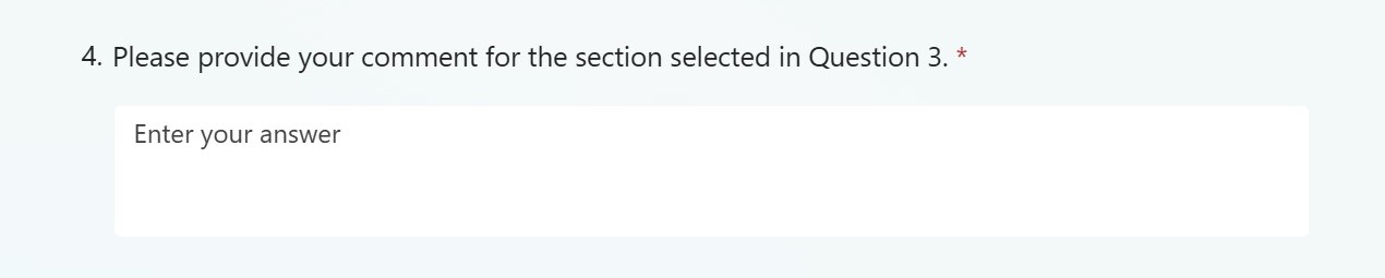 Example of the text box for providing comment on the selected section