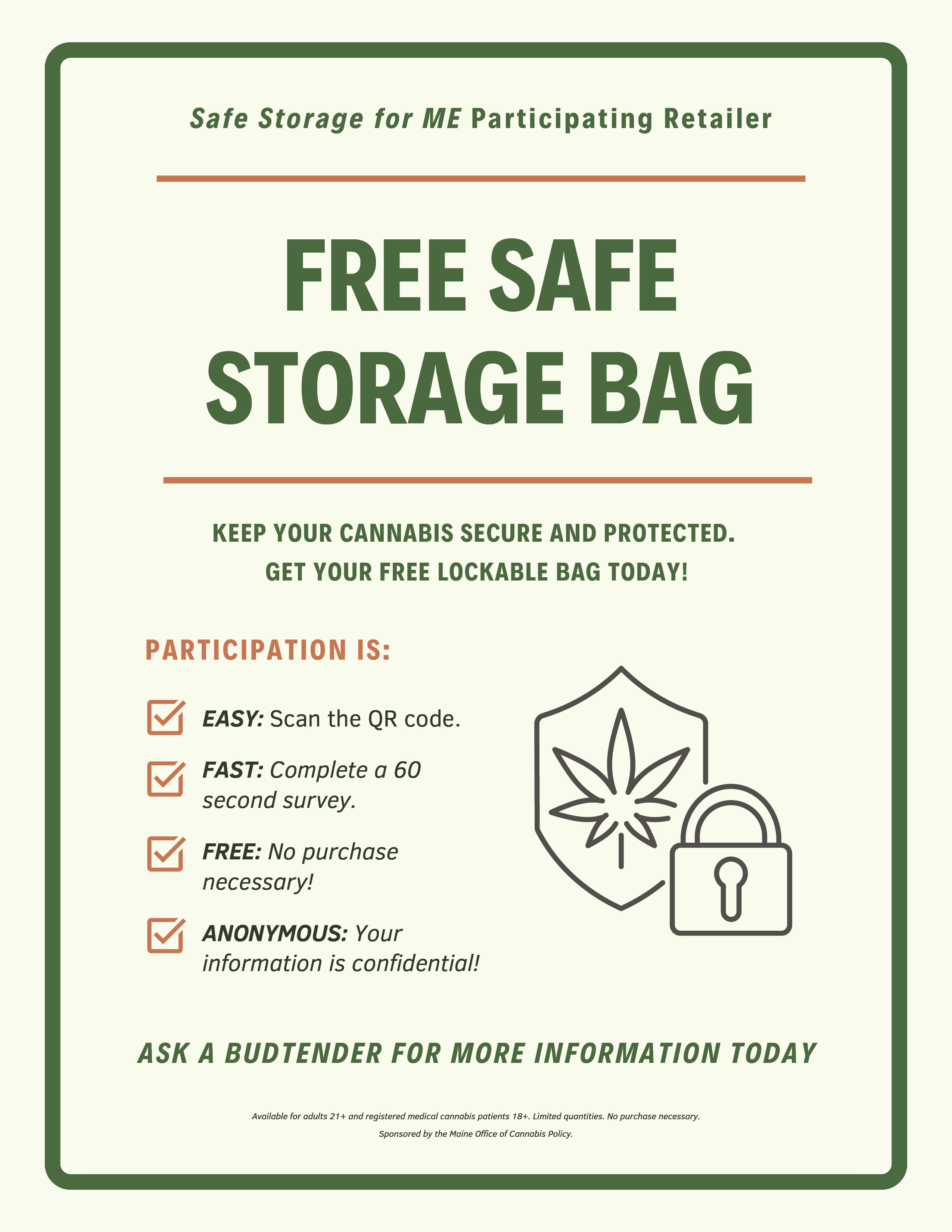 Information about Safe Storage for ME 