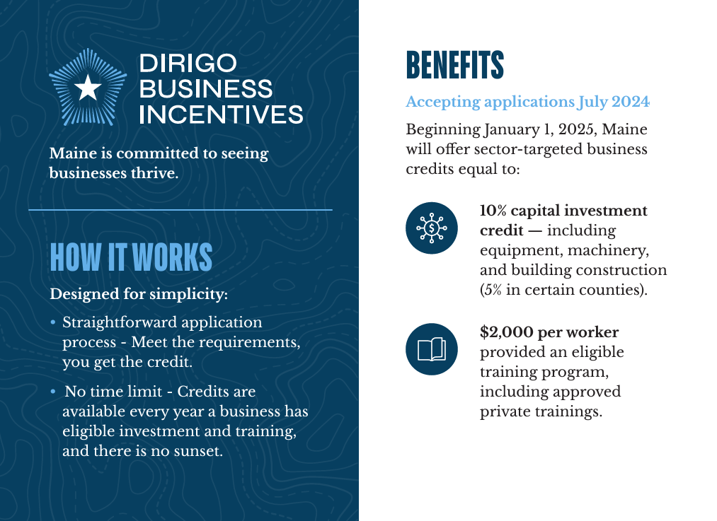 Dirigo Business Incentive postcard side 1