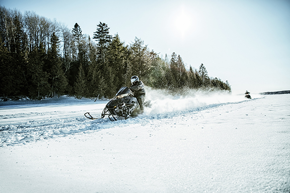 Snowmobiling on Long Lake
