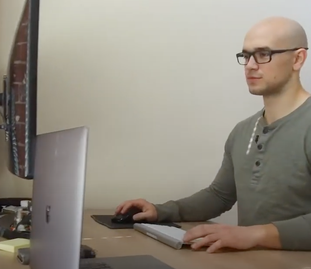 man on computer