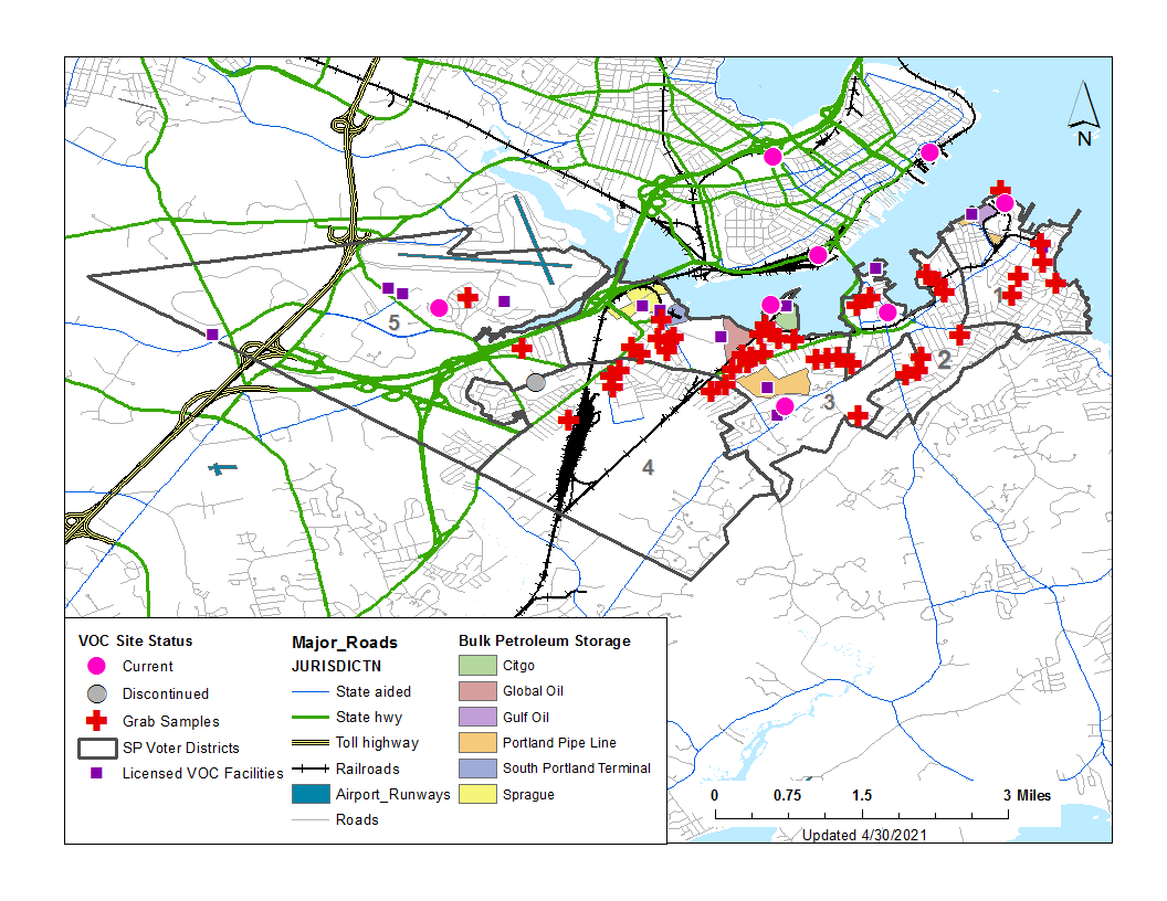 Licensed VOC sources, grab sampling and 24-hour sampling site locations click to view larger