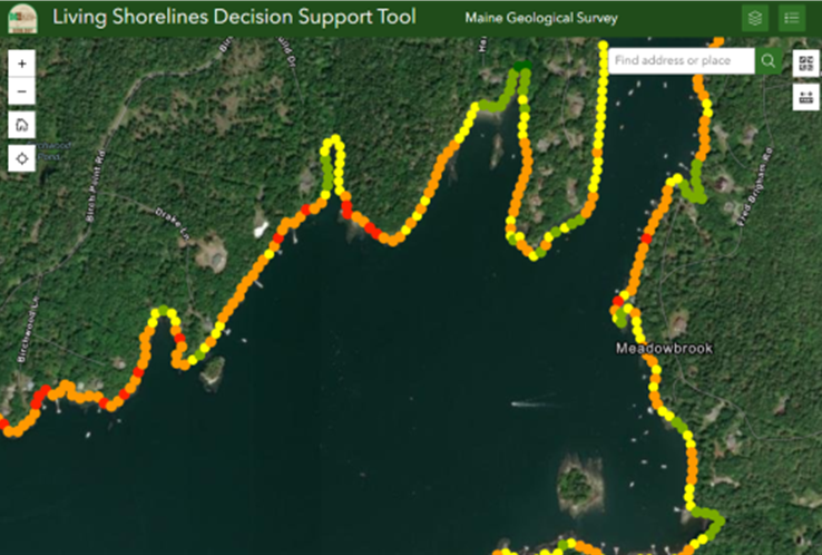 Maine Geological Survey Decision Support Tool for Living Shorelines. Cape Elizabeth to Schoodic Peninsula.
