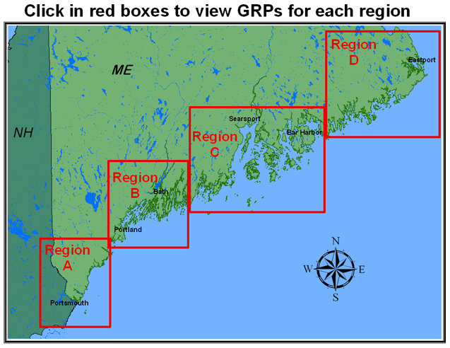 map of Maine and New Hampshire showing GRP locations