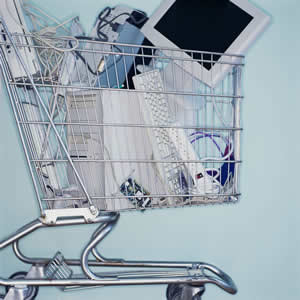 Shopping Cart with Computer Accessories